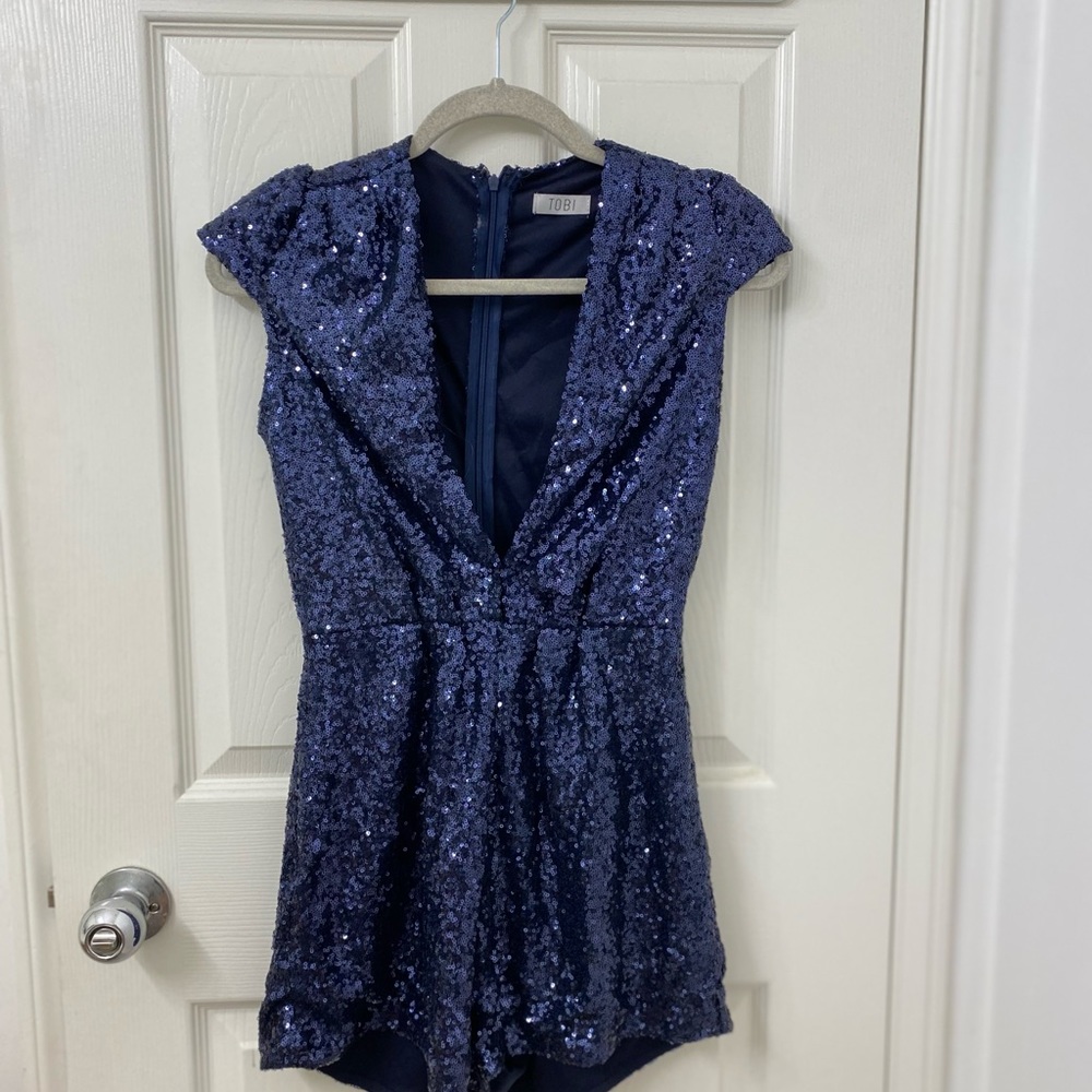 Low v sequin romper